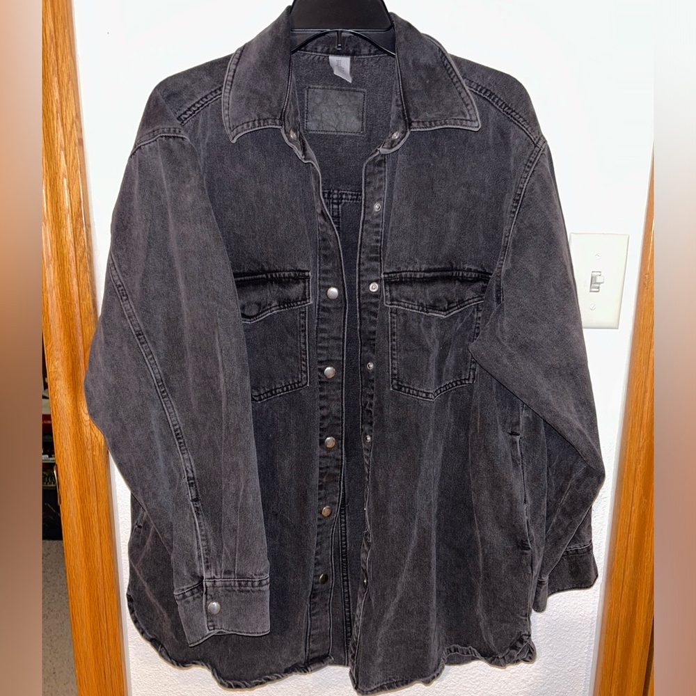&Denim Black jeans Shacket Jacket